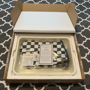 Mackenzie-Childs Courtly Check Baking Set includes Pan & 2 Oven Mitts. NWT!